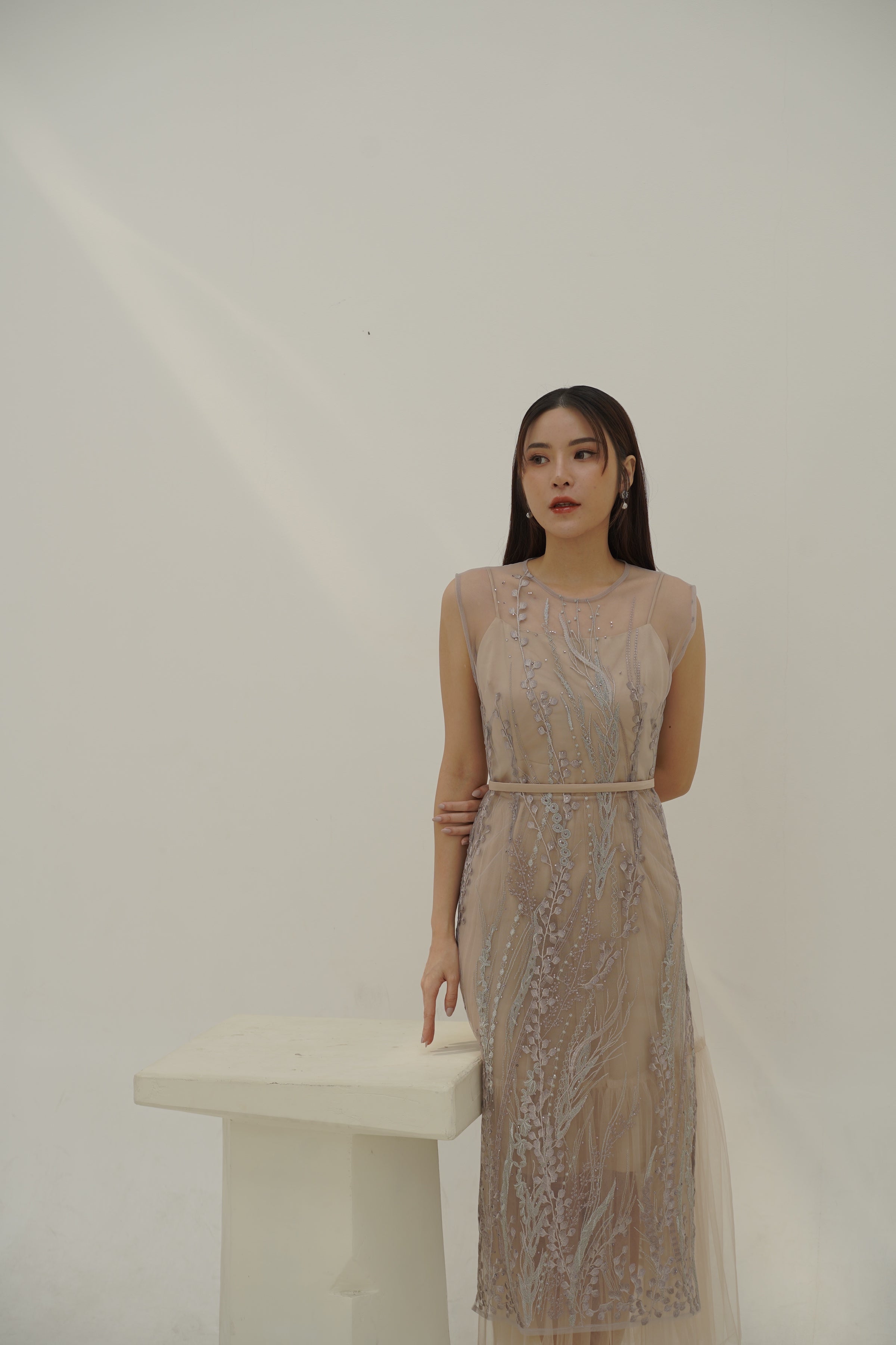 Emilia Dress Nude Silver